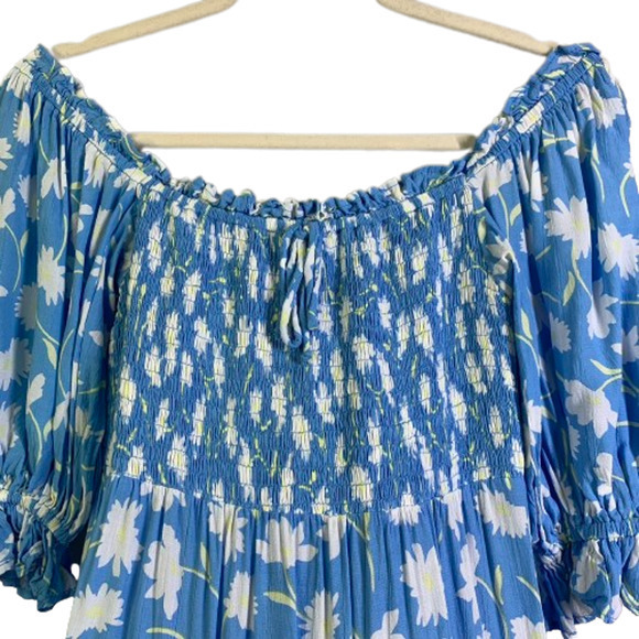 FAITHFULL THE BRAND Light Blue & White Leyla Floral Olinda‎ Midi Dress - Picture 5 of 16